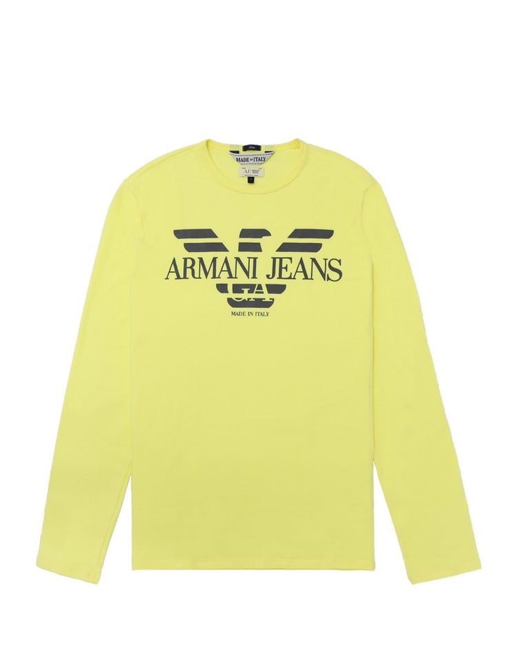 Cotton Logo Crew Neck Straight Long Sleeves T-Shirt