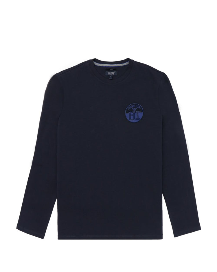 Cotton Logo Crew Neck Straight Long Sleeve T-Shirt