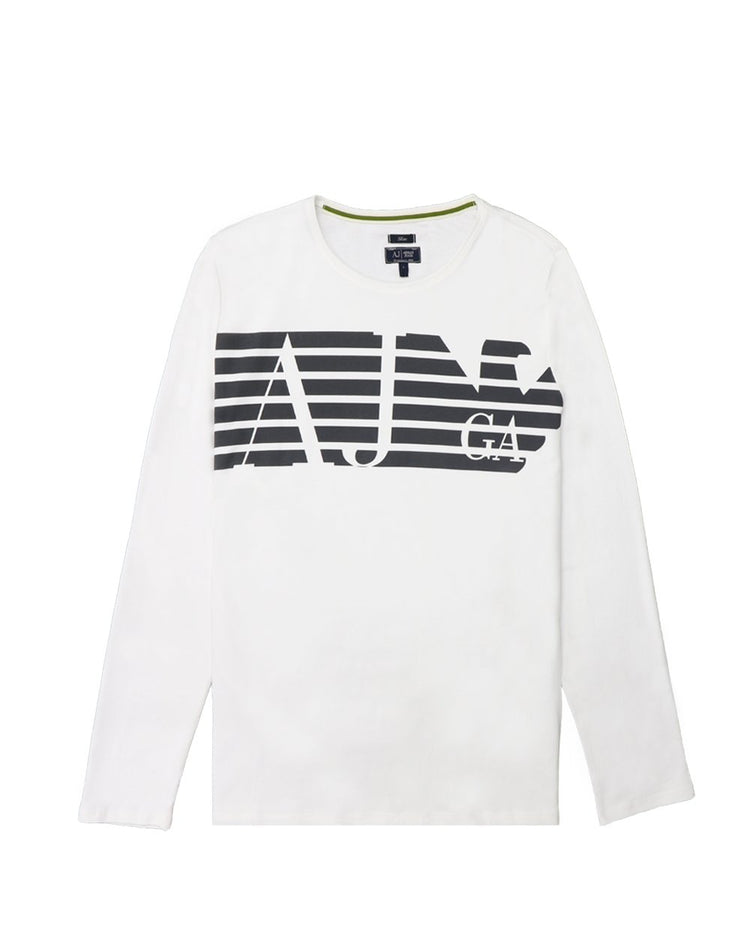 Cotton Logo Crew Neck Straight Long Sleeve T-Shirt