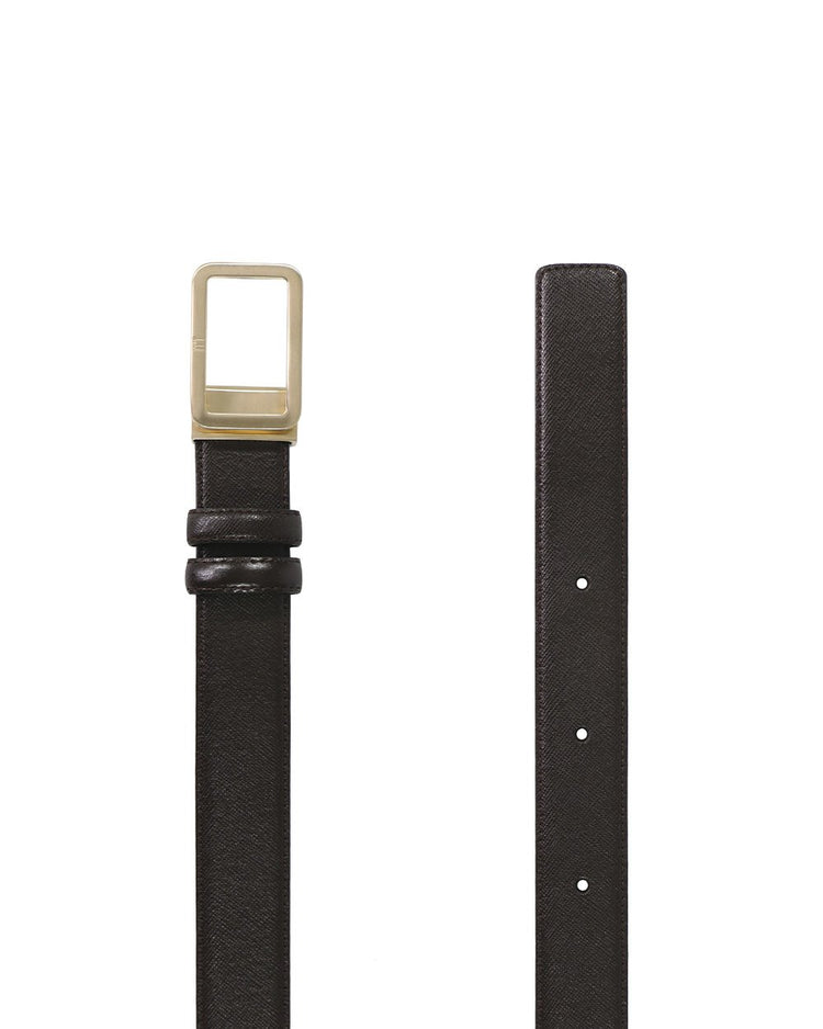 Light Gold Rounded Frame Buckle Leather Belt - ISSI Outlet