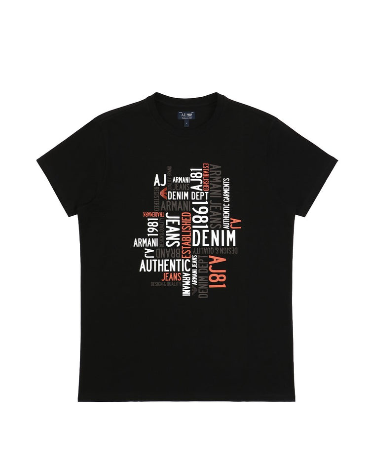 Crew Neck Short-sleeved Cris-crossing Print T-Shirt