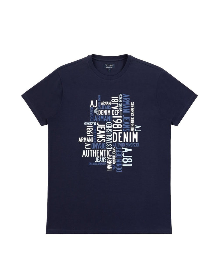 Crew Neck Short-sleeved Cris-crossing Print T-Shirt