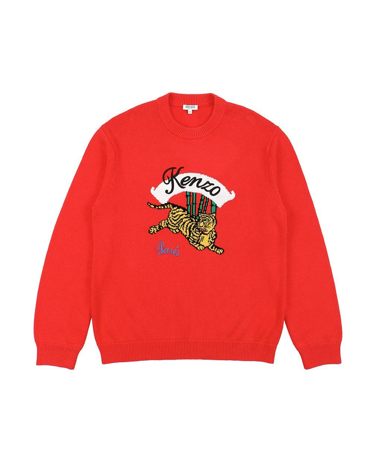 Tiger Embroidered Long-Sleeves Knitwear