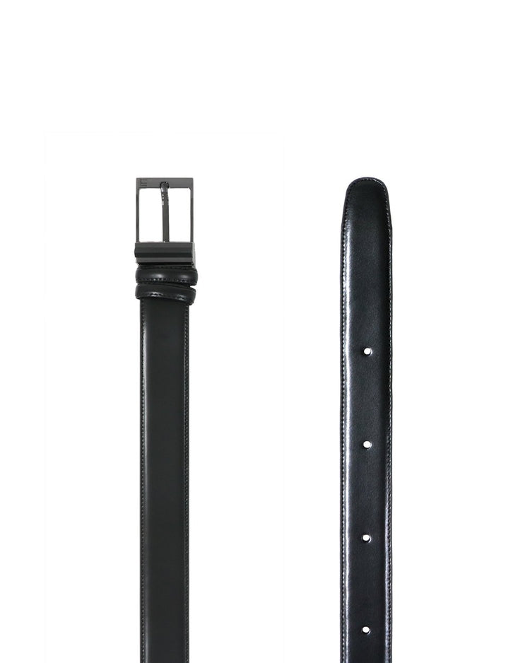 Black Leather Pin Buckle Reversible Belt - ISSI Outlet