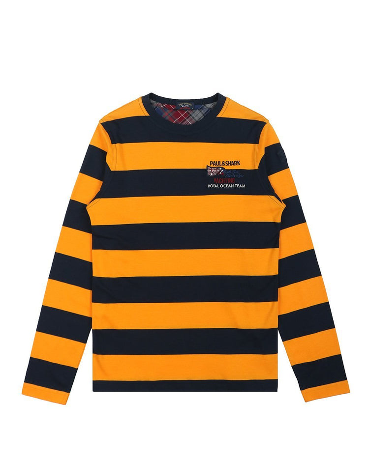 Classic Embroidered Striped Slim Long Sleeve T-Shirt