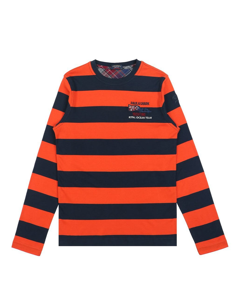 Classic Embroidered Striped Slim Long Sleeve T-Shirt