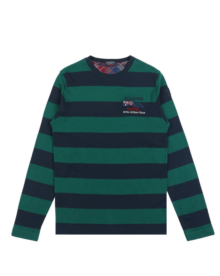 Classic Embroidered Striped Slim Long Sleeve T-Shirt