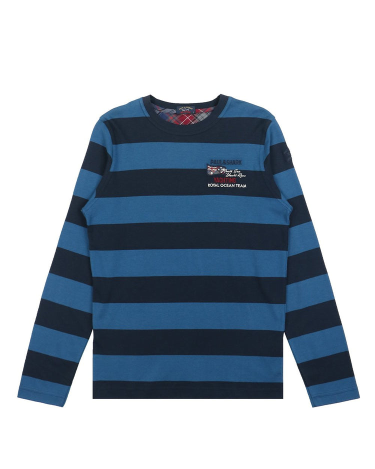Classic Embroidered Striped Slim Long Sleeve T-Shirt
