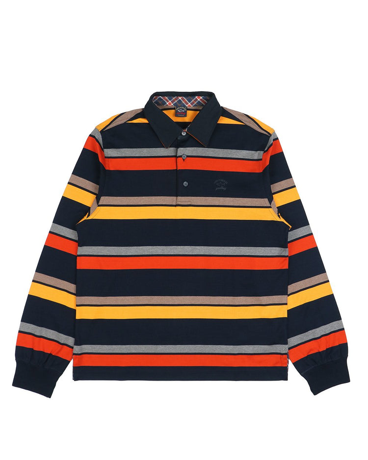 Long Sleeves Stripe Cotton Polo Shirt - ISSI Outlet