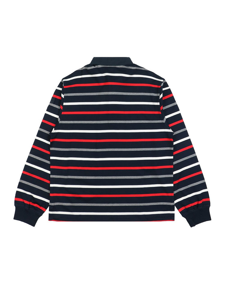 Long Sleeves Stripe Cotton Polo Shirt - ISSI Outlet