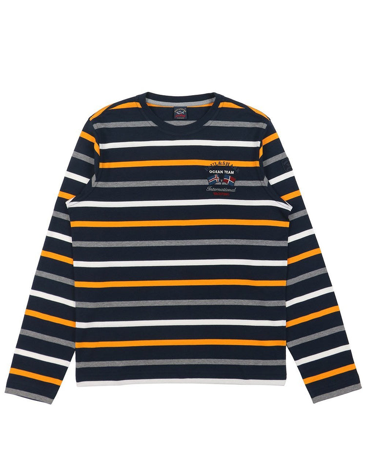 Long Sleeves Stripe Cotton T-Shirt
