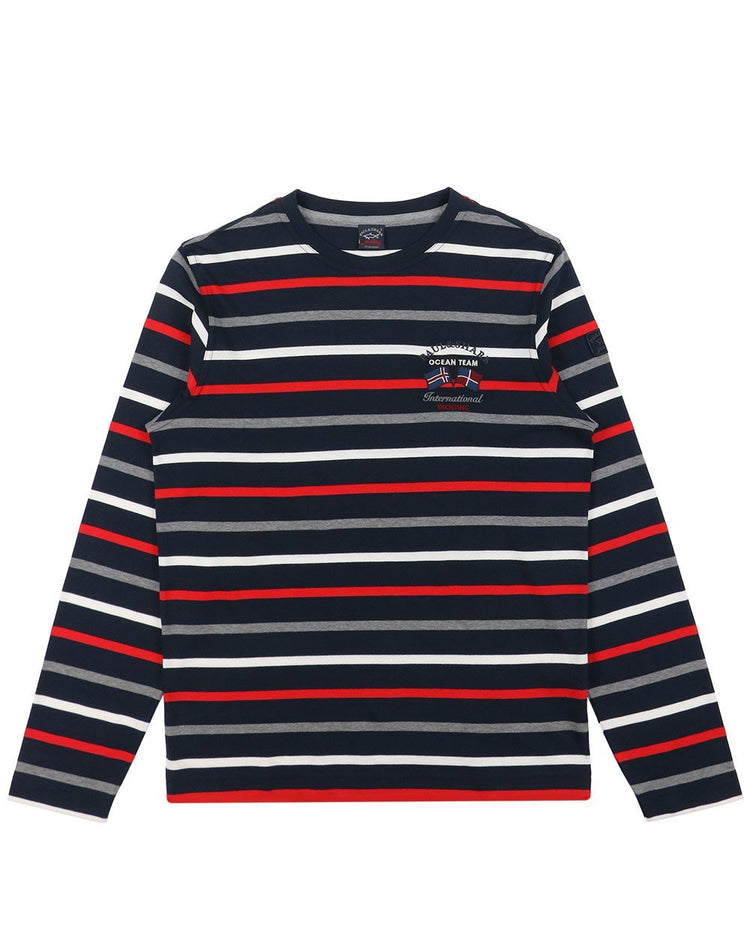 Long Sleeves Stripe Cotton T-Shirt