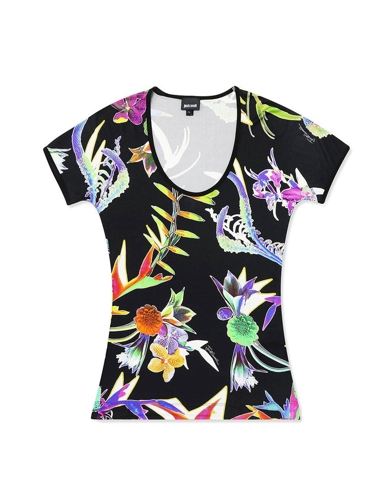 Print Round Neck Short Sleeves T-Shirt
