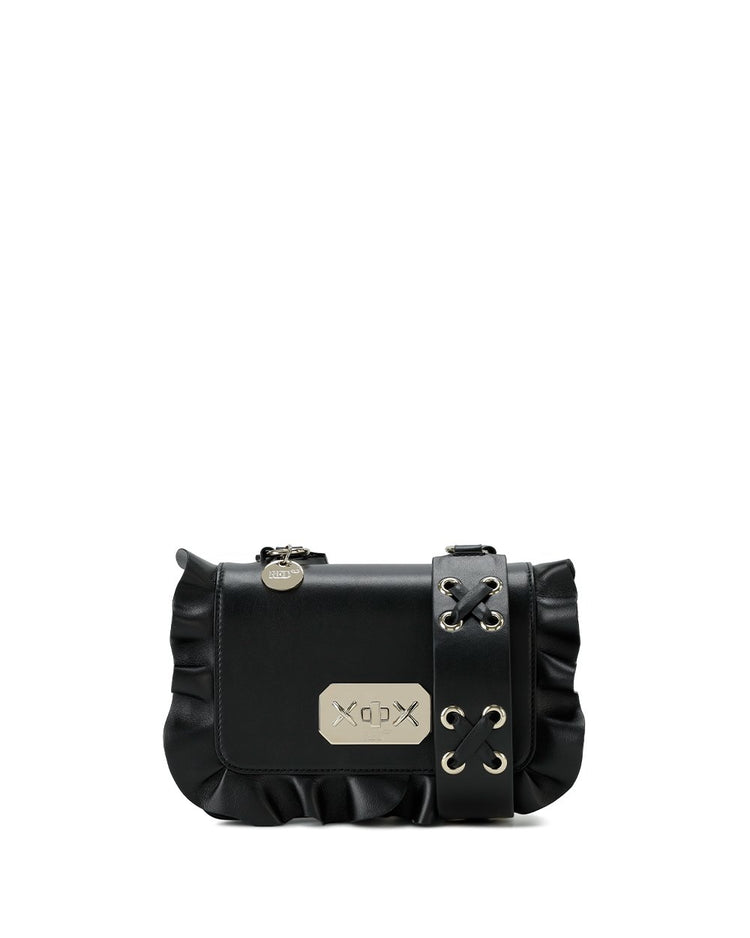Leather Ruffle Shoulder Bag
