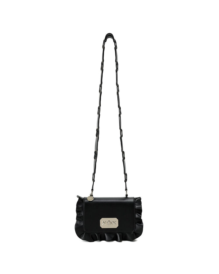 Leather Ruffle Shoulder Bag