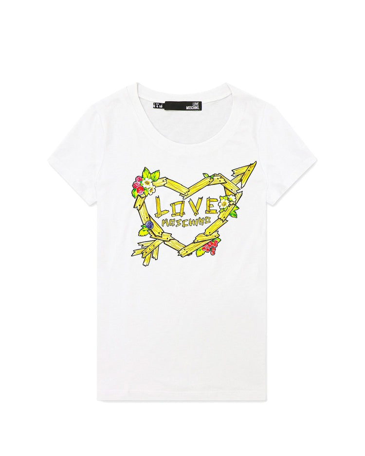 Print Round Neck Short Sleeves T-Shirt