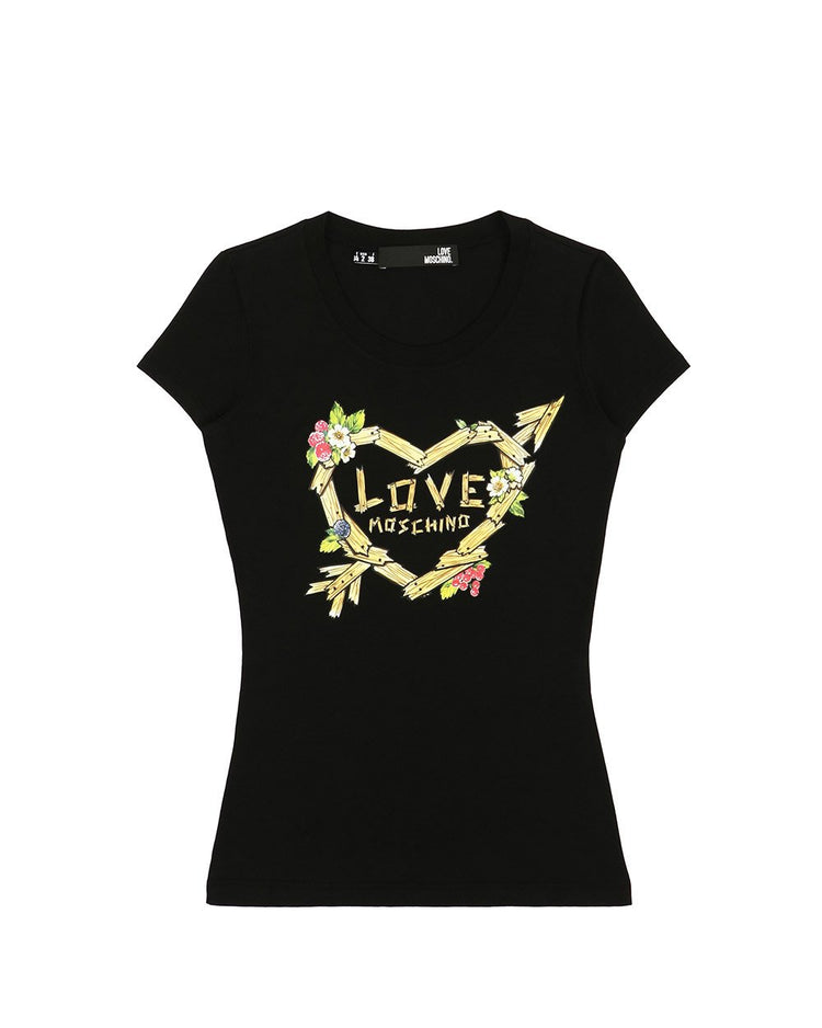 Print Round Neck Short Sleeves T-Shirt