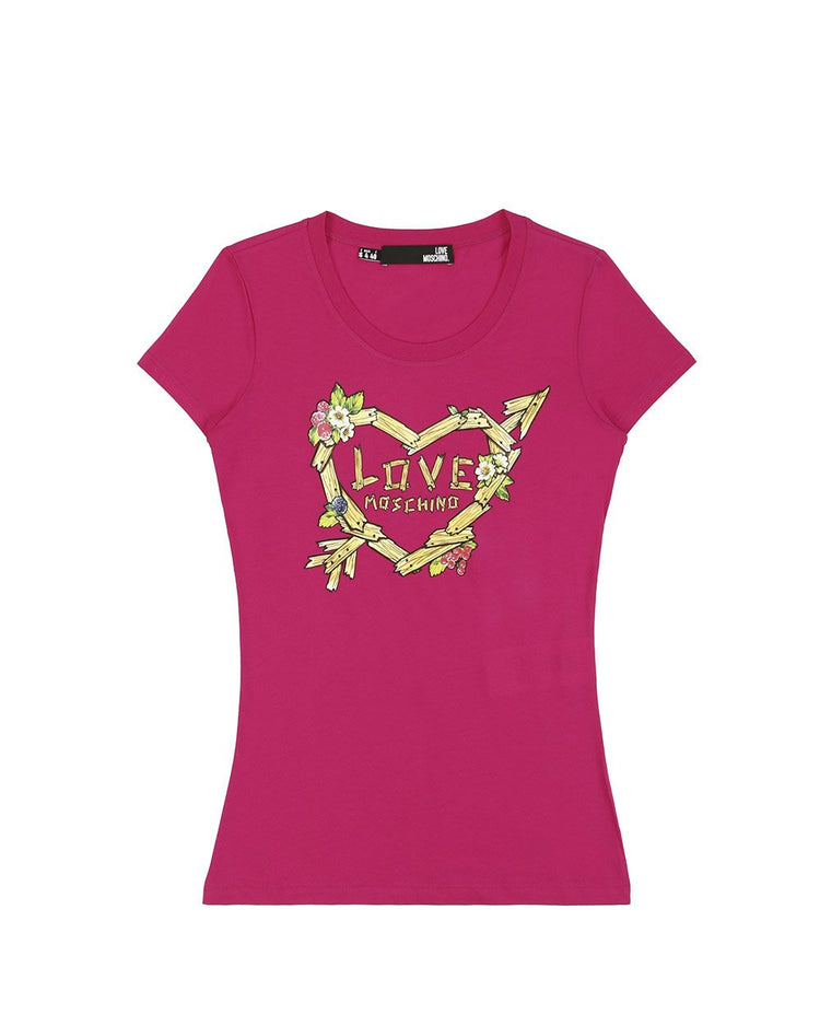 Print Round Neck Short Sleeves T-Shirt