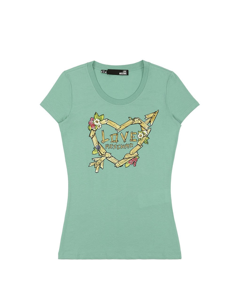 Print Round Neck Short Sleeves T-Shirt