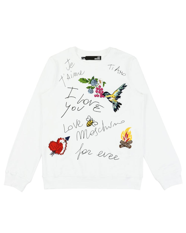 MOSCHINO Printed Round Neck Long-Sleeves T-shirt