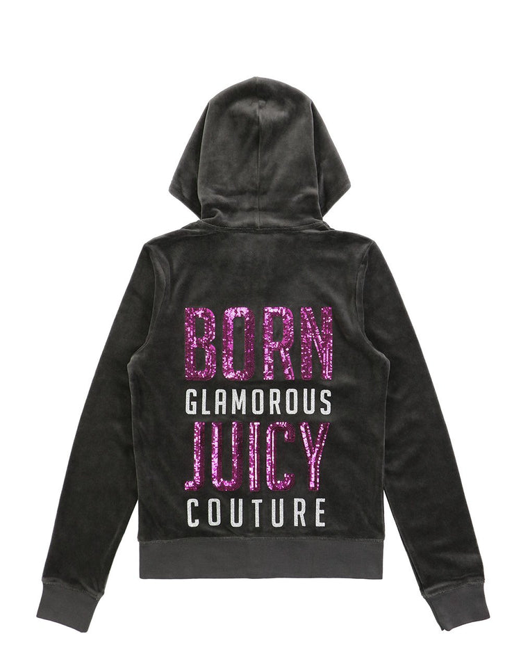 Embroidered Suede Hooded Jacket
