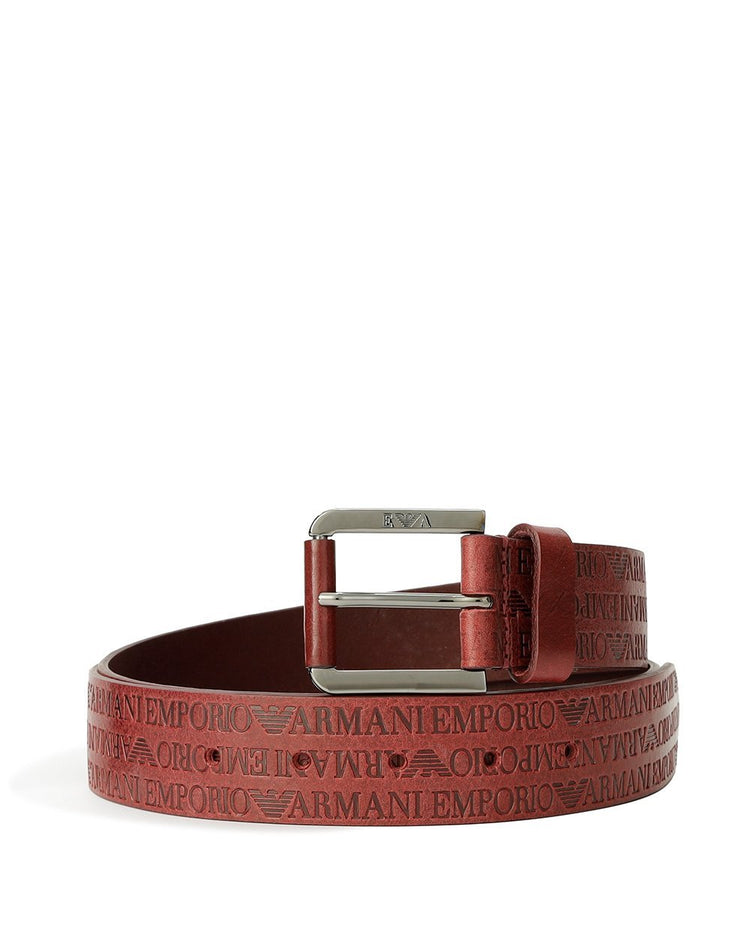 LOGO Printed Leather Pin Buckle Belt