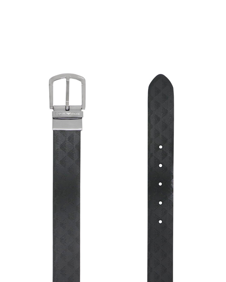 EA LOGO Print Leather Pin Buckle Belt