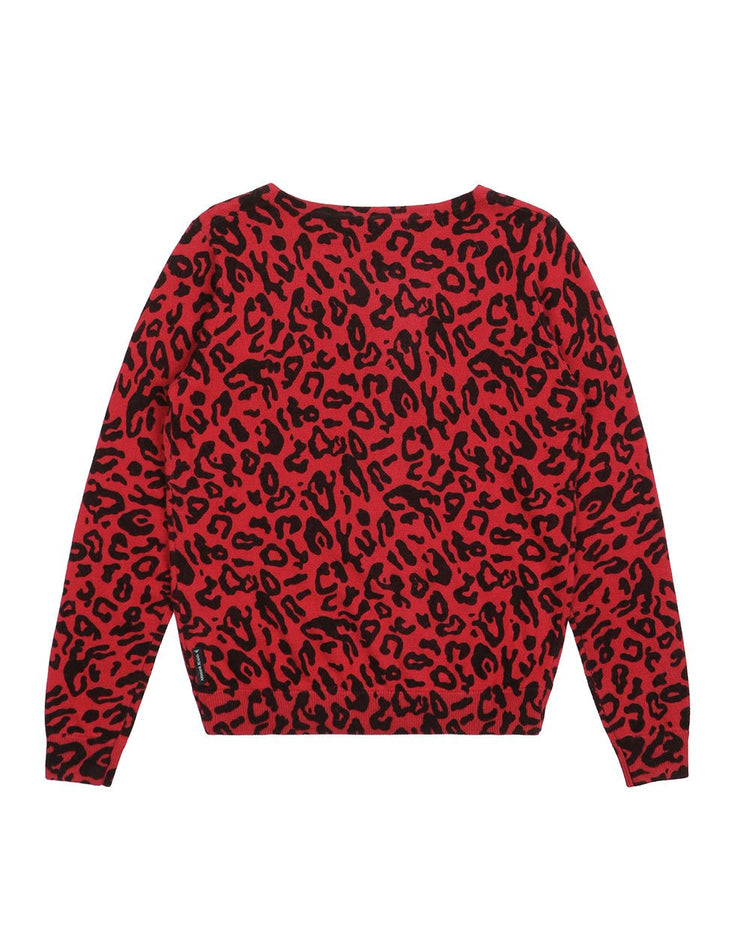 Leopard Print V-Neck Knitwear