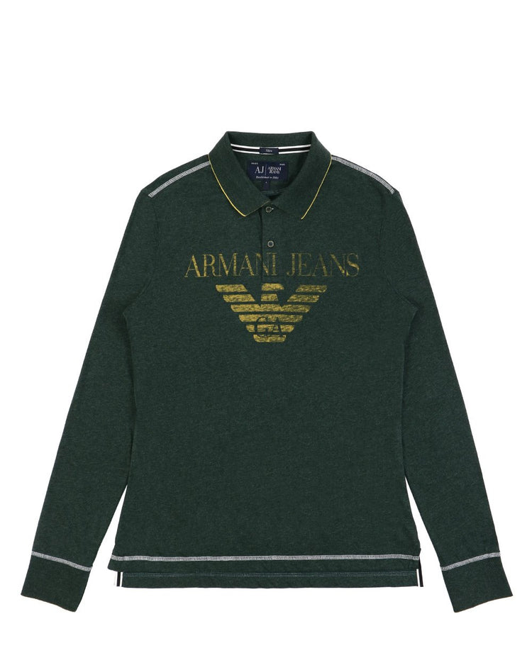 Printed Cotton Long Sleeves Polo Shirt