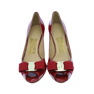 Sissi Patent Leather Peep-Toe Wedge Pumps