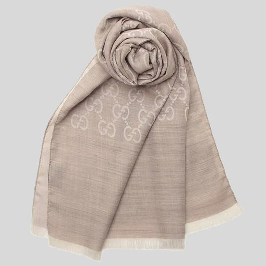 GG Logo Wool Silk Scarf (165904-3G646)