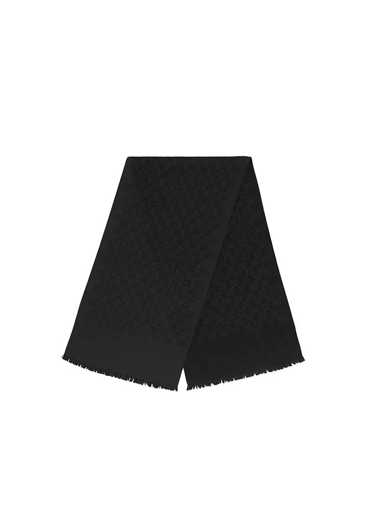 GG Logo Wool Silk Scarf (165904-3G646)