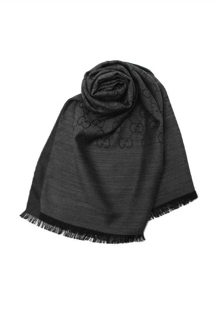 GG Logo Wool Silk Scarf (165904-3G646)