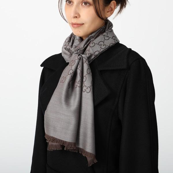 GG Logo Wool Silk Scarf (165904-3G646)