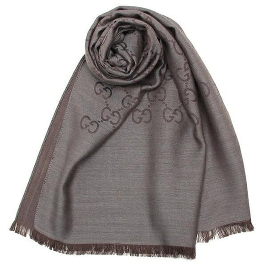 GG Logo Wool Silk Scarf (165904-3G646)