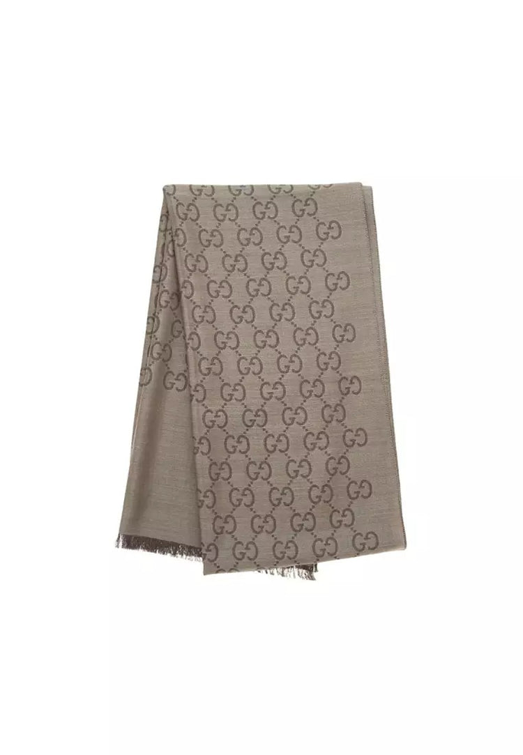 GG Logo Wool Silk Scarf (165904-3G646)