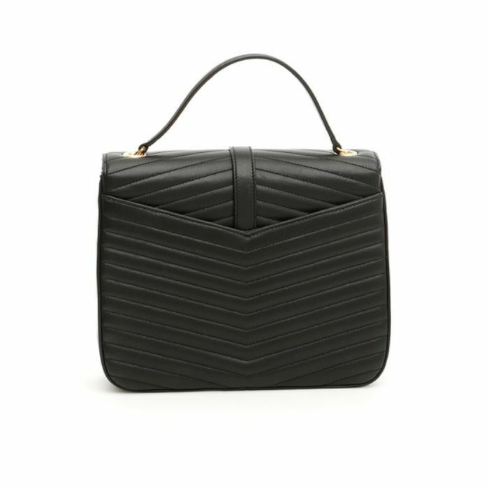 條紋縫線皮革手提包