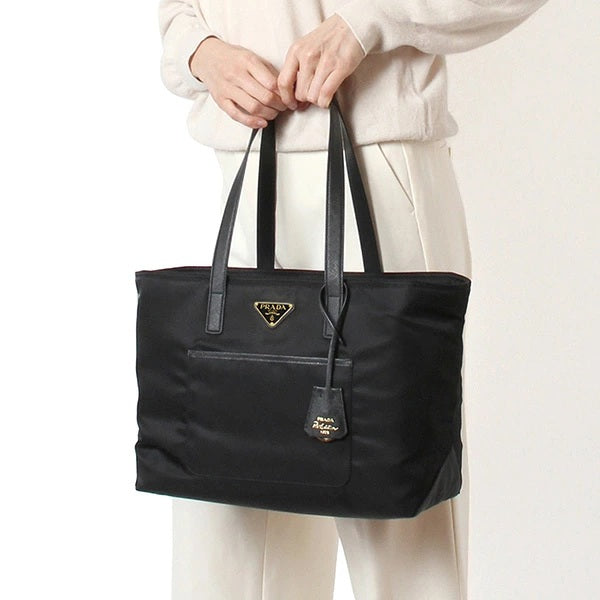 Re-Nylon and Saffiano leather tote bag