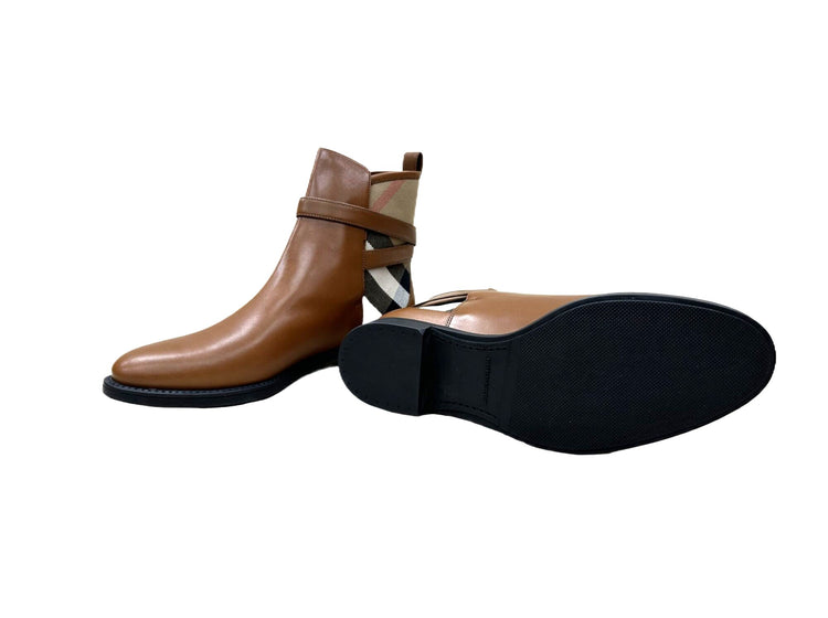 Check and Leather Boots