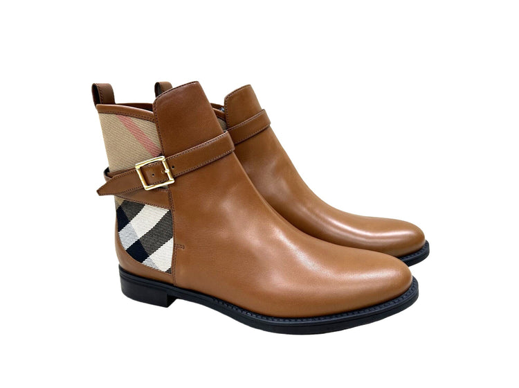 Check and Leather Boots