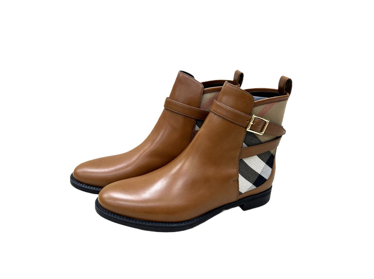 Check and Leather Boots