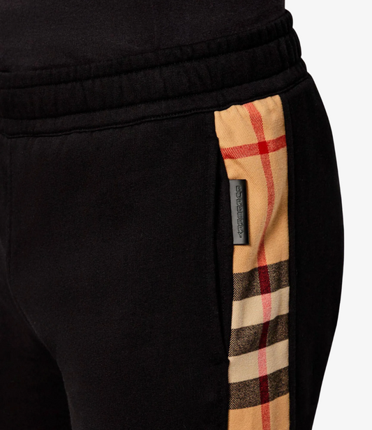 BURBERRY Check Panel Cotton Jogging Pants