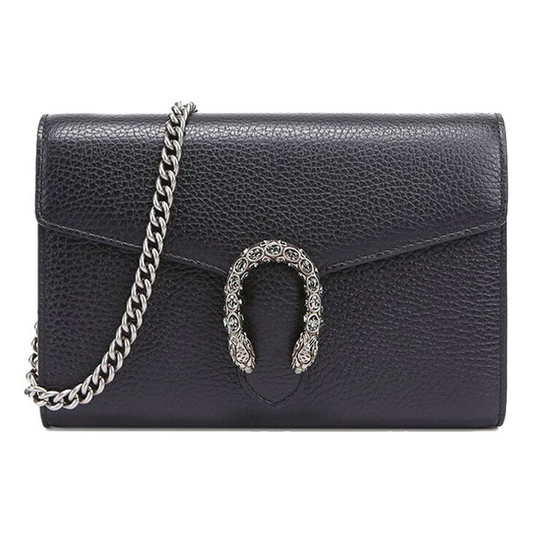 GG Supreme Dionysus wallet on chain - Black Leather (401231CAOGN)
