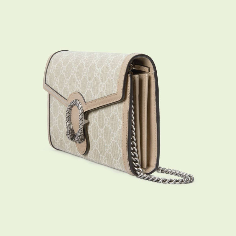 GG Supreme Dionysus wallet on chain - Beige/White (401231UULBN)