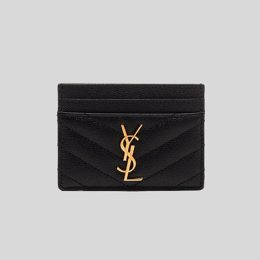 YSL Cassandre Matelasse Card Case In Grain