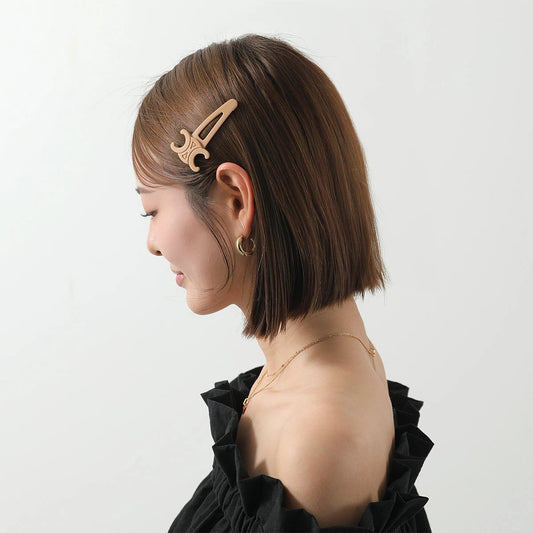 Set of 2 Snap Hair Clips in Brass with Gold Finish and Steel (46Z656BSL