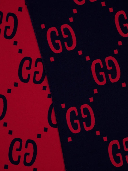 GG提花圖案針織羊毛圍巾