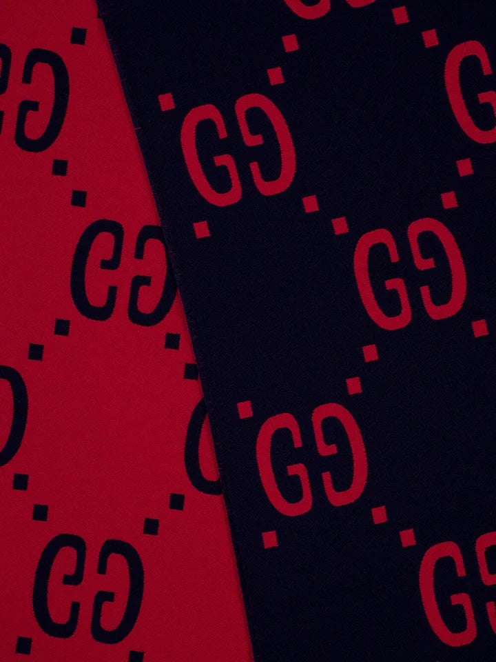 GG提花圖案針織羊毛圍巾