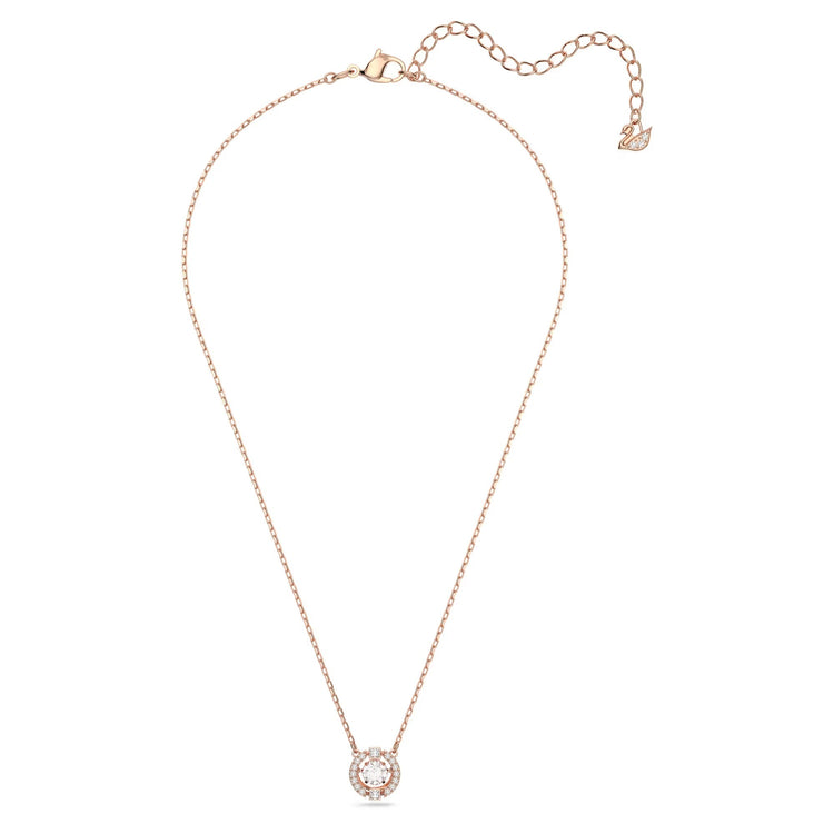 Necklace Round cut, White, Rose gold-tone plated
