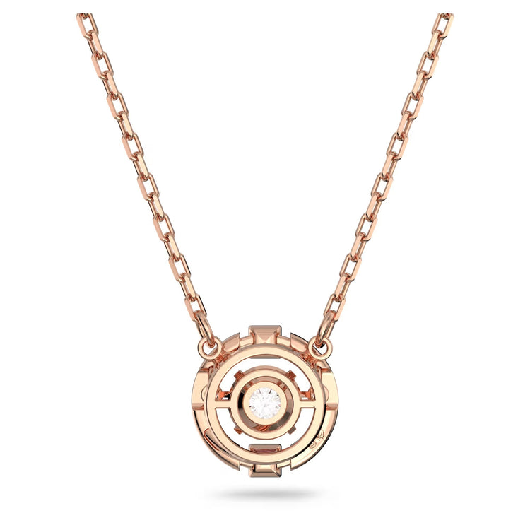 Necklace Round cut, White, Rose gold-tone plated